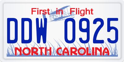 NC license plate DDW0925