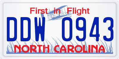 NC license plate DDW0943
