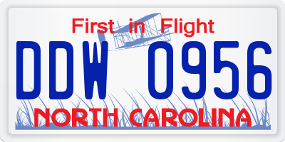 NC license plate DDW0956
