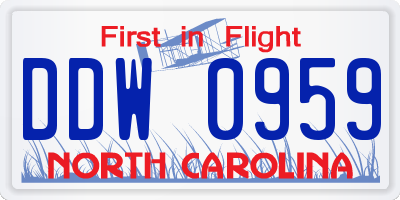 NC license plate DDW0959