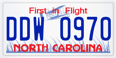 NC license plate DDW0970