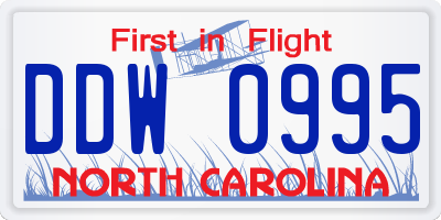 NC license plate DDW0995