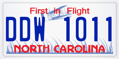 NC license plate DDW1011