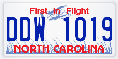 NC license plate DDW1019
