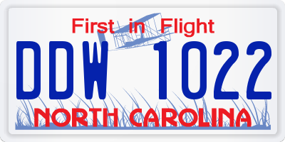 NC license plate DDW1022