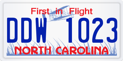NC license plate DDW1023