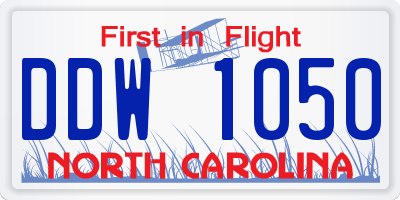 NC license plate DDW1050