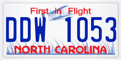 NC license plate DDW1053