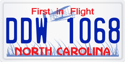 NC license plate DDW1068