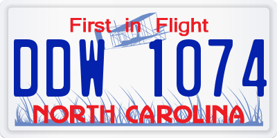 NC license plate DDW1074