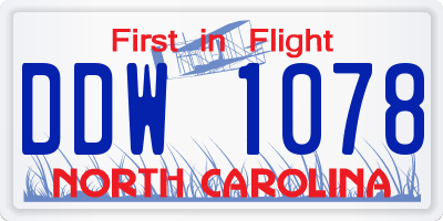 NC license plate DDW1078