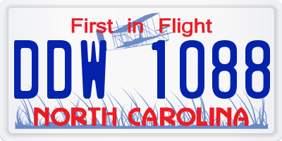 NC license plate DDW1088