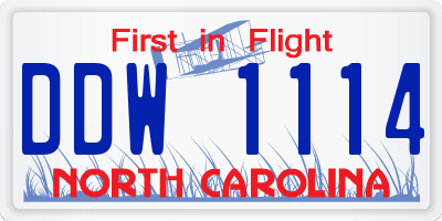 NC license plate DDW1114