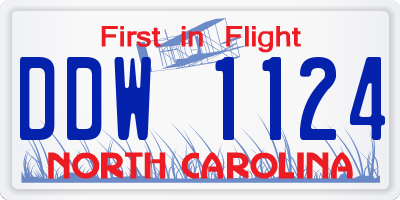 NC license plate DDW1124
