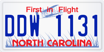 NC license plate DDW1131