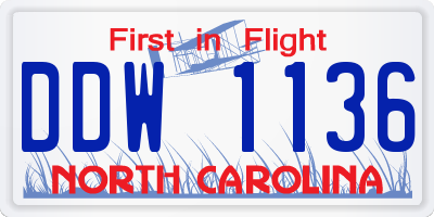 NC license plate DDW1136