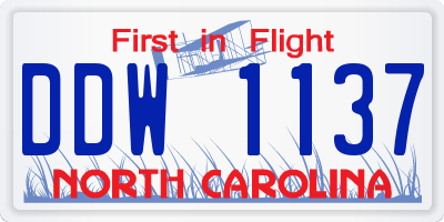 NC license plate DDW1137
