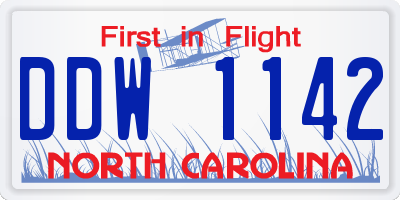 NC license plate DDW1142