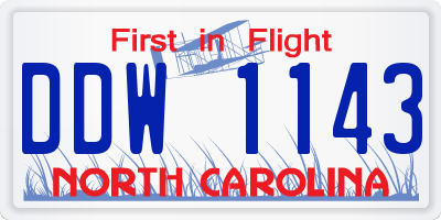 NC license plate DDW1143