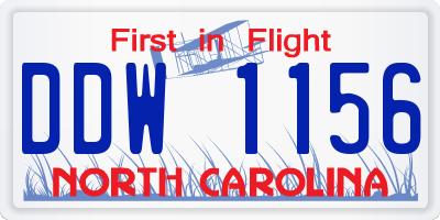 NC license plate DDW1156