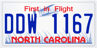 NC license plate DDW1167