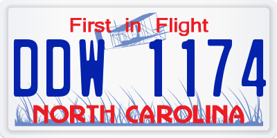 NC license plate DDW1174