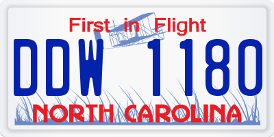 NC license plate DDW1180