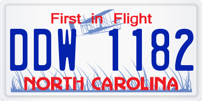 NC license plate DDW1182