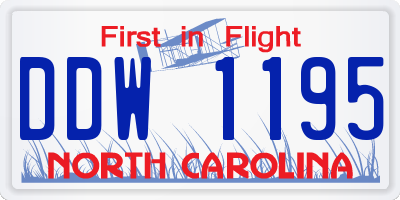 NC license plate DDW1195