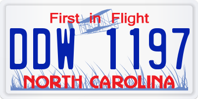 NC license plate DDW1197