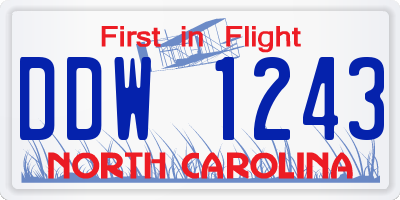 NC license plate DDW1243