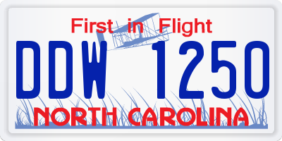 NC license plate DDW1250