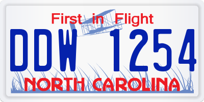 NC license plate DDW1254