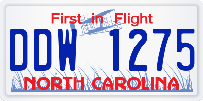 NC license plate DDW1275