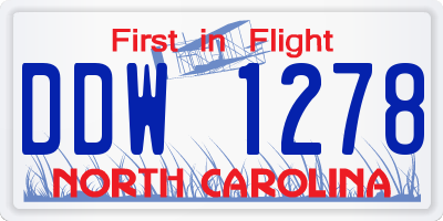 NC license plate DDW1278