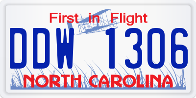 NC license plate DDW1306