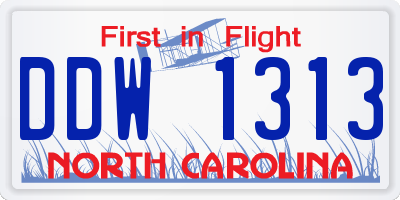 NC license plate DDW1313