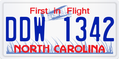 NC license plate DDW1342