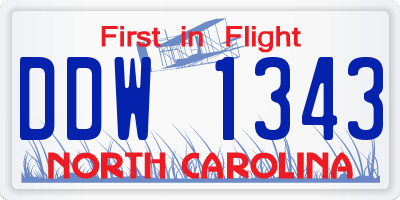 NC license plate DDW1343
