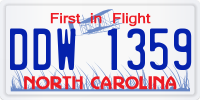 NC license plate DDW1359