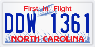 NC license plate DDW1361