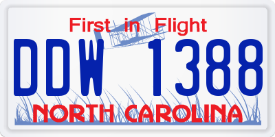 NC license plate DDW1388