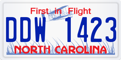 NC license plate DDW1423