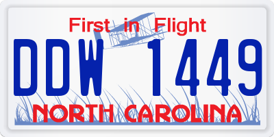 NC license plate DDW1449