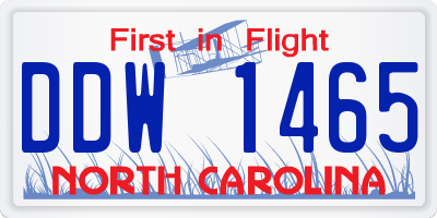 NC license plate DDW1465