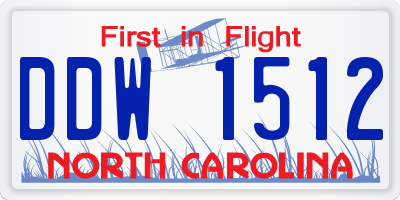 NC license plate DDW1512