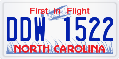NC license plate DDW1522