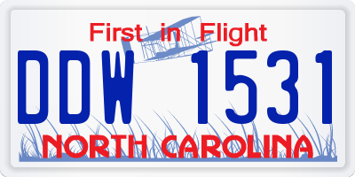NC license plate DDW1531