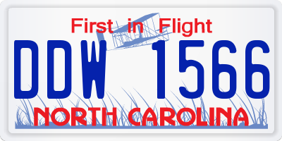 NC license plate DDW1566