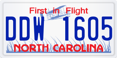 NC license plate DDW1605